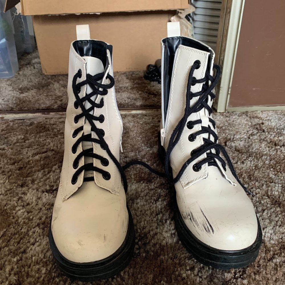 White combat boots